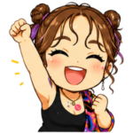 笑顔で挨拶するさとかのちびキャラクター