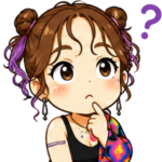 考え込むさとかのちびキャラクター