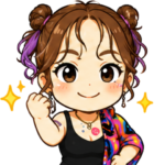 よしっとガッツポーズをするさとかのちびキャラクター